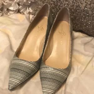 Black and White striped heel